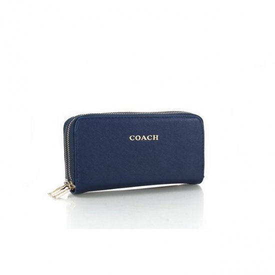 Coach Double Zip In Saffiano Small Navy Wallets FFR | Coach Outlet Canada